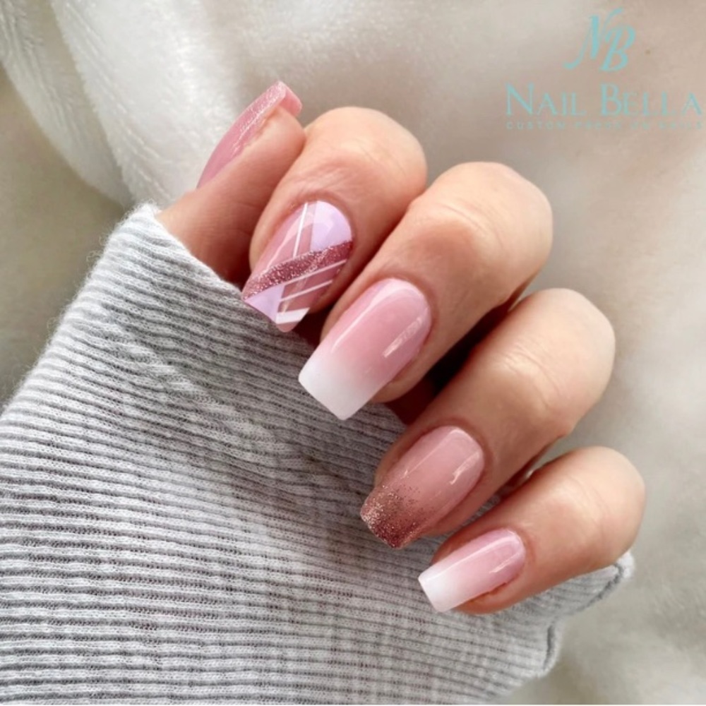 Pink Ombre Press on Nail | False Nails | Pink Ombre Nails | Short Press on Nails